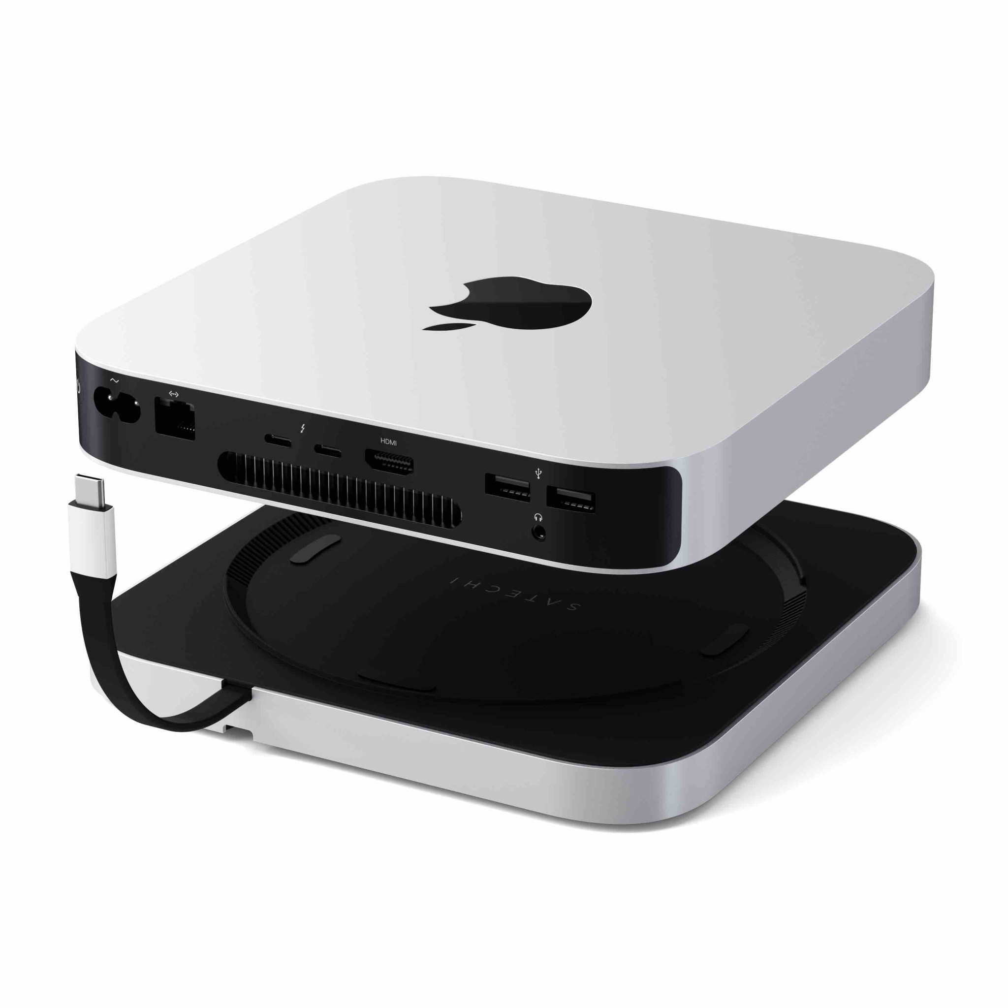 Докинг станция Satechi за Mac Mini/Studio, 1x USB-C 3.2, 1x USB-A 3.2, 2x USB-A 3.0, 3.5mm аудио, Micro/SD четец, отделение за NVMe/M.2 SATA SSD (без диск), сребрист - ST-GMMSHS - 8