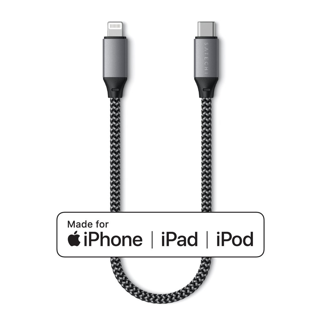 Кабел Satechi USB-C към Lightning, 25cm, Space Grey - ST-TCL10M - 4