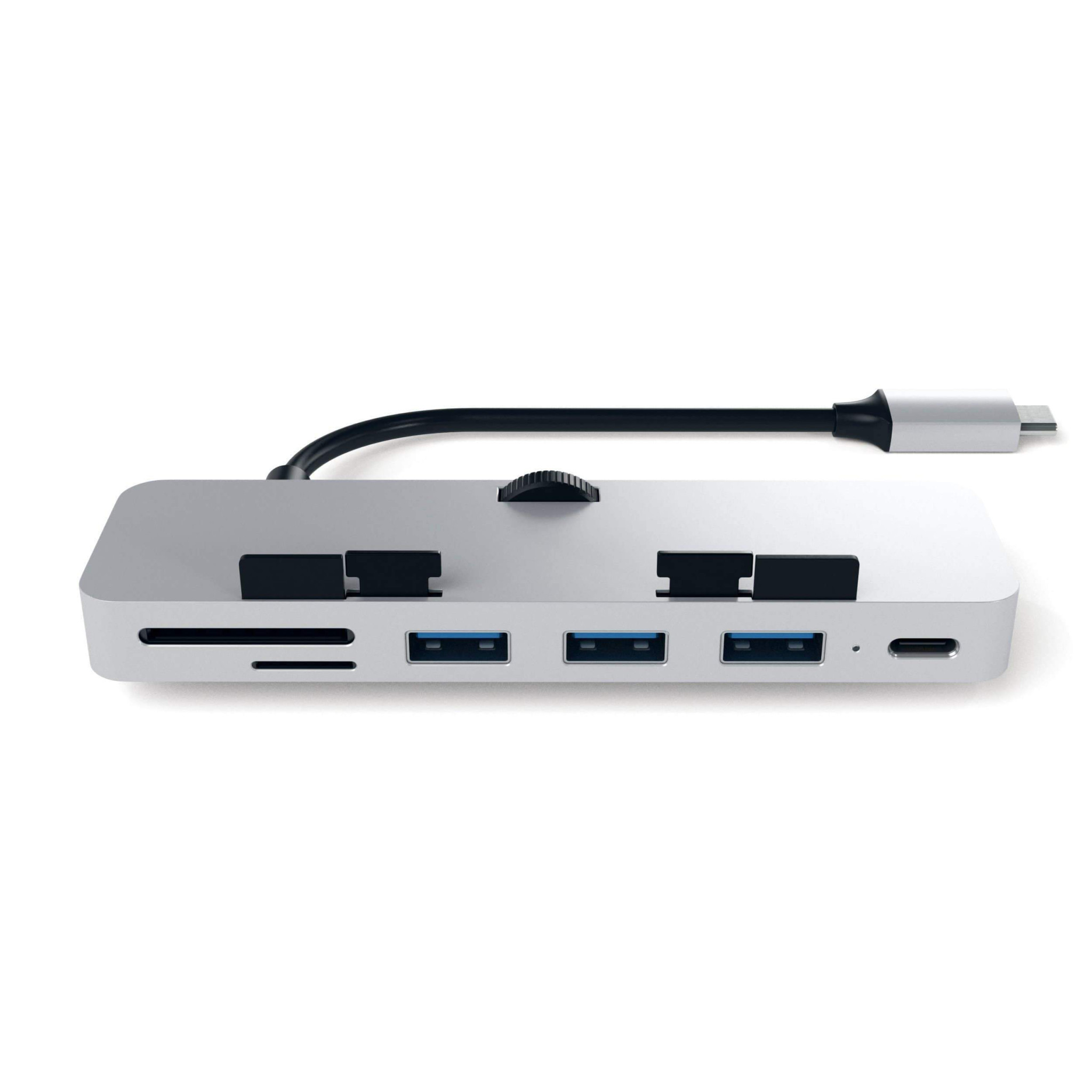 USB хъб Satechi Aluminum CLAMP PRO, 3x USB 3.0, MicroSD, USB-C, Silver - ST-TCIMHS - 5