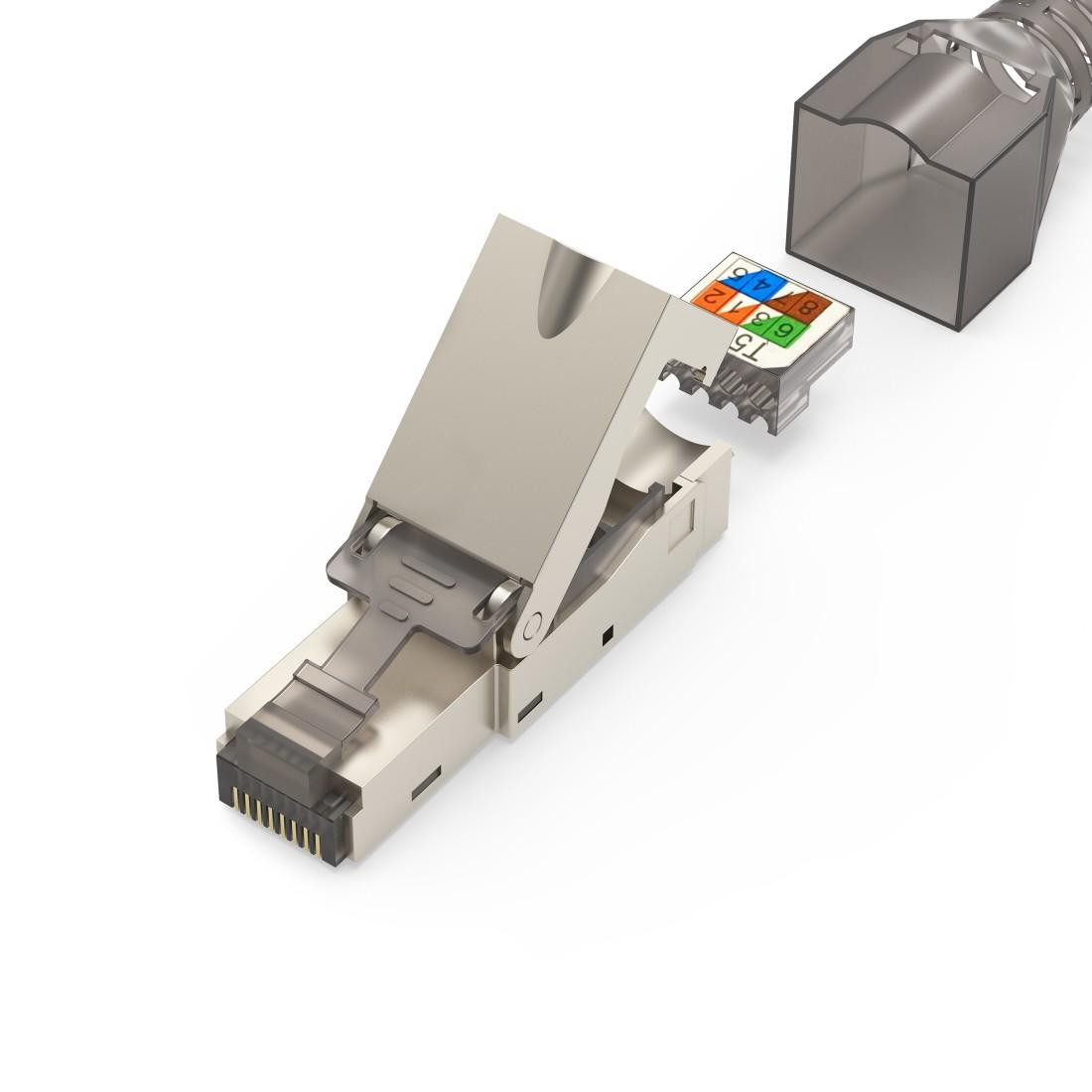Комплект мрежови конектори HAMA Essential, 5 бр, RJ-45, CAT 6a, 10 Gbit/s, екраниран, инсталиране без инструменти - HAMA-200793 - 4