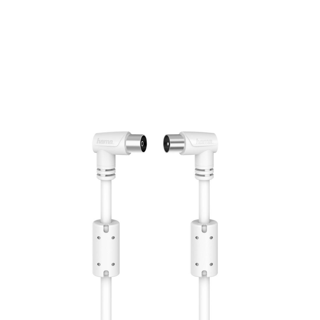 Коаксиален антенен кабел HAMA, RF мъжко - RF женско, 90°, 1.5м, 75Ω, тройно екраниран, 90dB - HAMA-205056 - 1