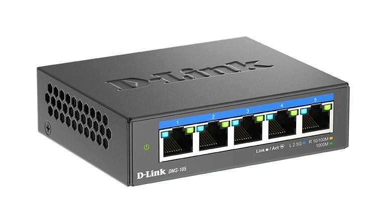 Суич D-Link DMS-105, 5 x 2.5G RJ-45 порта, Multi-Gigabit, IEEE 802.3bz - DMS-105/E - 1