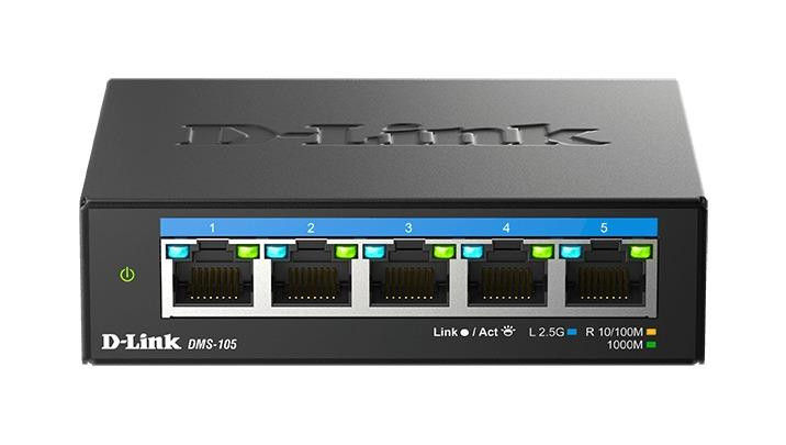 Суич D-Link DMS-105, 5 x 2.5G RJ-45 порта, Multi-Gigabit, IEEE 802.3bz - DMS-105/E - 2
