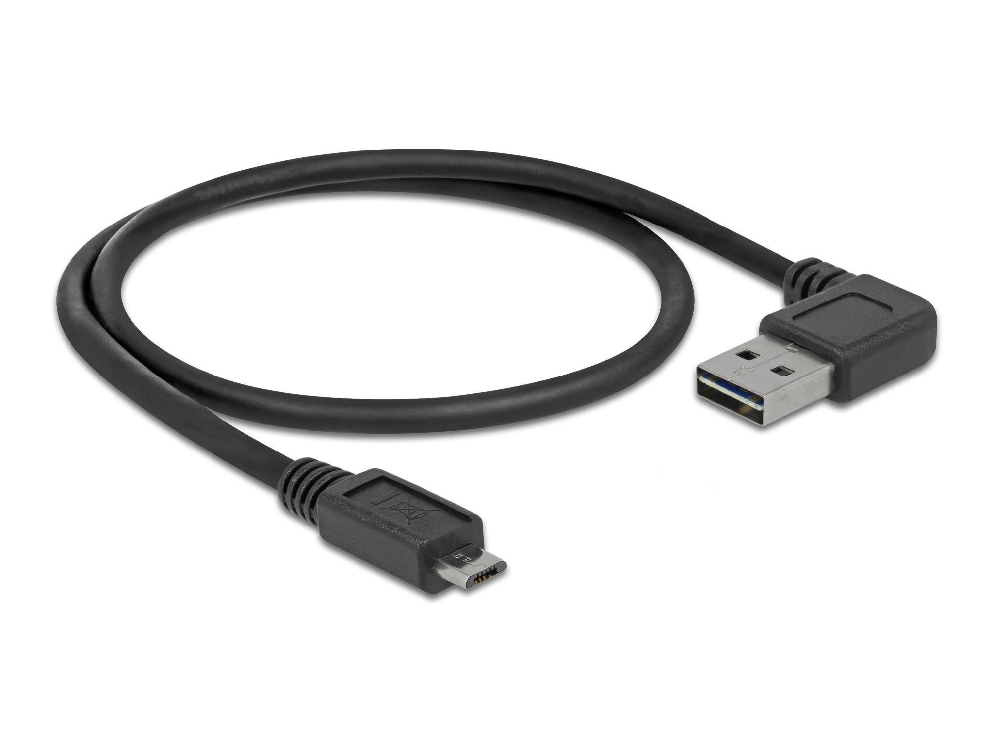 Кабел DeLock EASY-USB, USB-A към Micro-B, USB 2.0 480Mbps, 0.5м, черен - DELOCK-85163 - 1