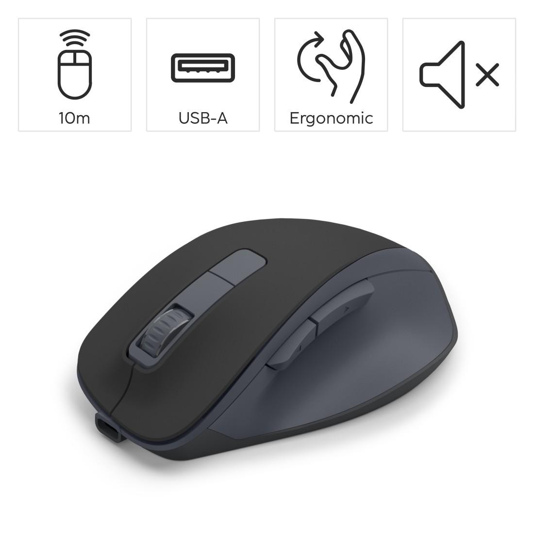 Мишка HAMA WM-500 Recharge, безжична, оптична, 6 бутона, 800/1200/1600 DPI, безшумна - HAMA-173081 - 3