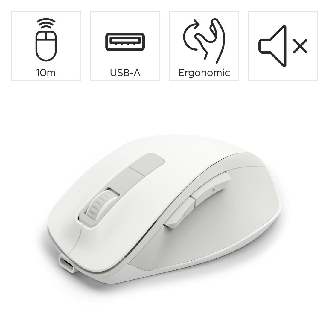Мишка HAMA WM-500 Recharge, безжична, оптична, 800/1200/1600 DPI, безшумна, бяла - HAMA-173082 - 3