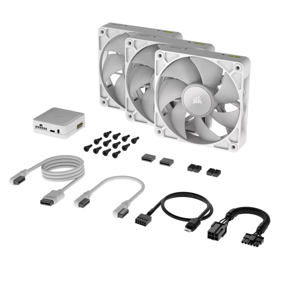 Вентилатори за компютър CORSAIR iCUE LINK RX120 RGB White, 120mm, 3 броя, PWM, 2100 RPM - CO-9051022-WW - 8
