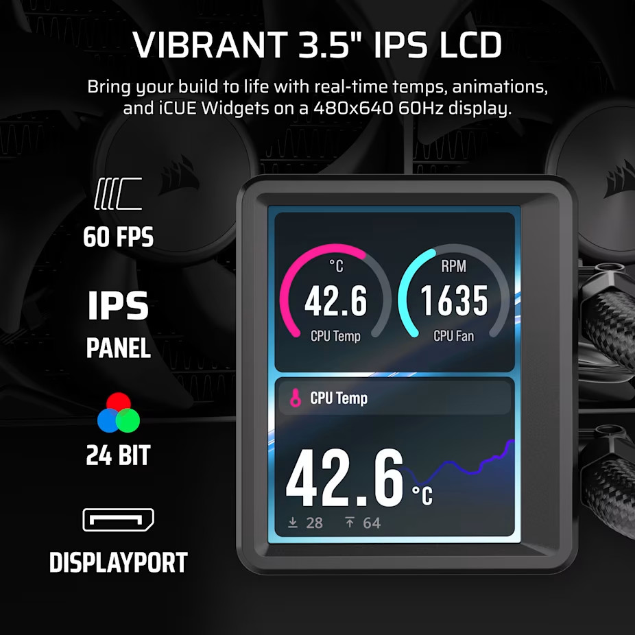 Водно охлаждане за процесор CORSAIR NAUTILUS II 360 RS LCD, 360mm, 3x120mm, Intel/AMD - CW-9061053-WW - 3