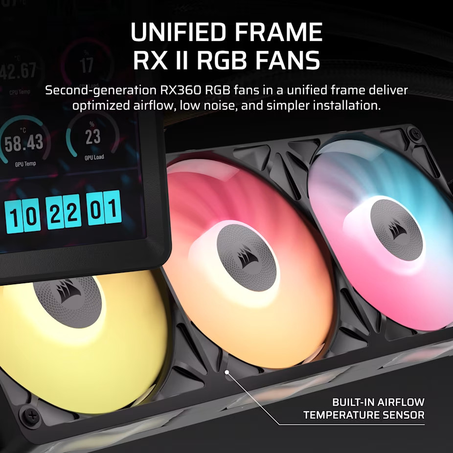 Водно охлаждане за процесор CORSAIR iCUE LINK TITAN II 360 RX LCD, 360mm, 3x120mm, Intel/AMD - CW-9061045-WW - 4