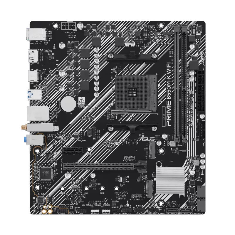 Дънна платка ASUS PRIME B550M-K WIFI, AMD AM4, B550, micro-ATX, DDR4, Wi-Fi 6 - 90MB1R80-M0EAY0 - 2