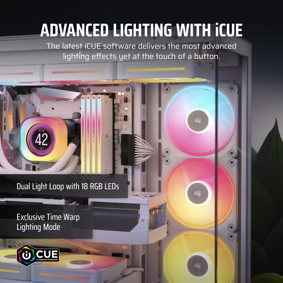 Вентилатори CORSAIR LX-R RGB iCUE LINK LX120-R White, 120mm, 3 броя, RGB - CO-9051054-WW - 4