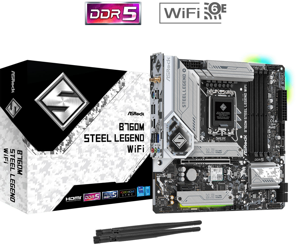 Дънна платка ASROCK B760M STEEL LEGEND WIFI, LGA1700