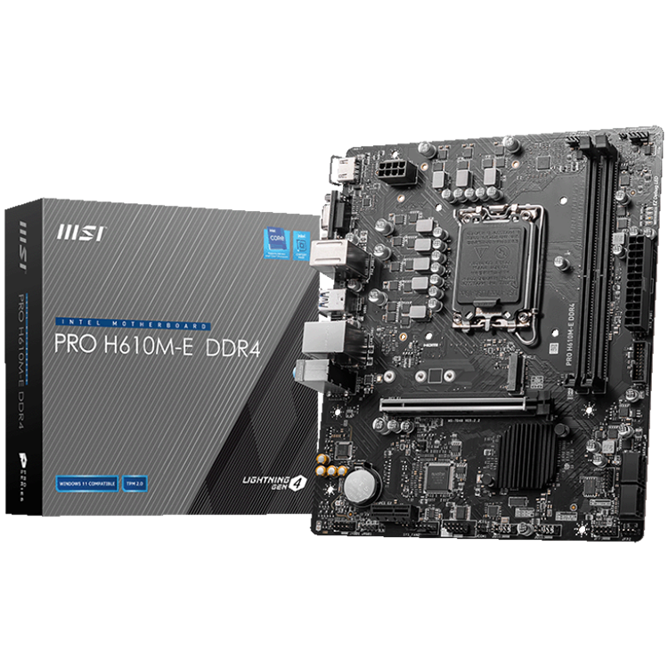 Дънна платка MSI PRO H610M-E DDR4, LGA1700, PCIe 4.0, M.2 Gen3 x4