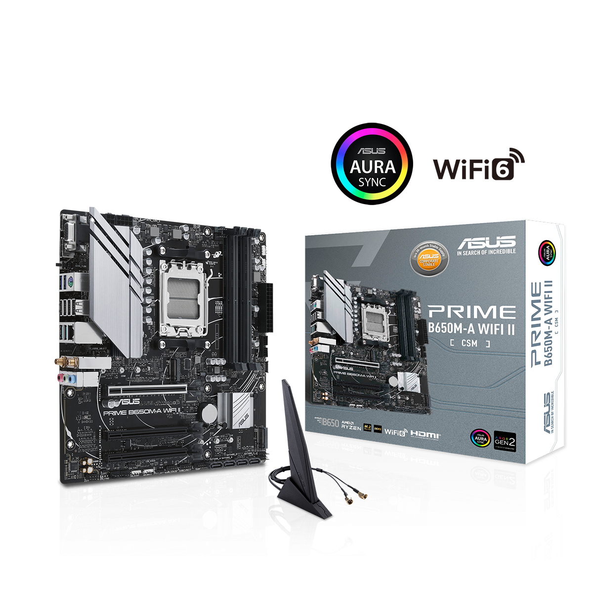 Дънна платка Asus PRIME B650M WI-FI II socket AM5, 4xDDR5, Aura Sync, PCIe 5.0 SSD Slot