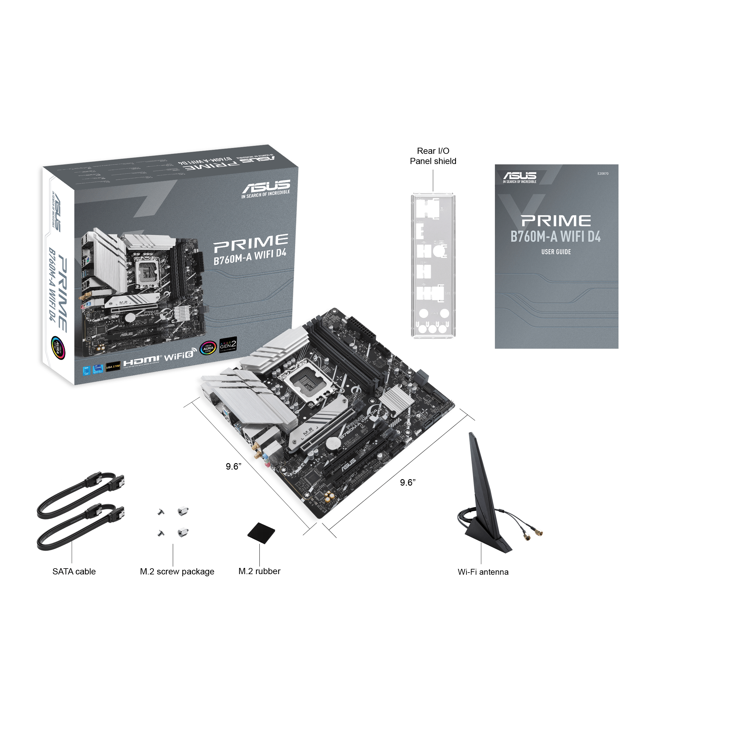 Дънна платка Asus PRIME B760M-A WIFI D4, LGA 1700, mATX, 4xDDR4, 2xM.2 Gen4, WiFi 6