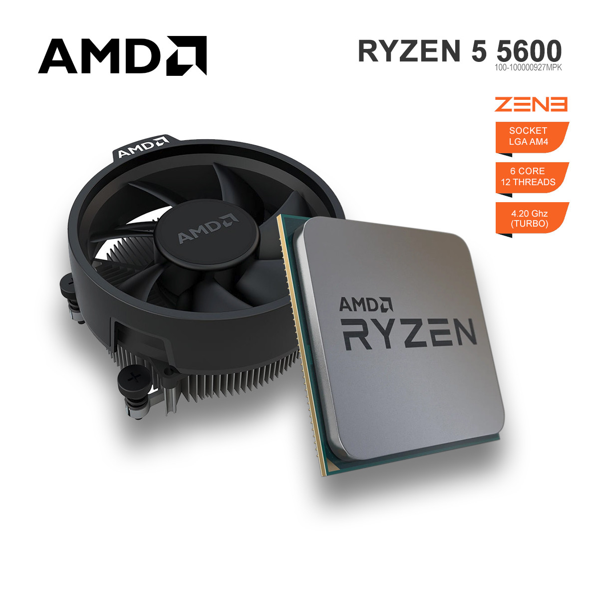 Процесор AMD Ryzen 5 5600 6C/12T 3.6GHz до 4.2GHz Boost, 36MB, 65W, AM4, MPK - 100-100000927MPK