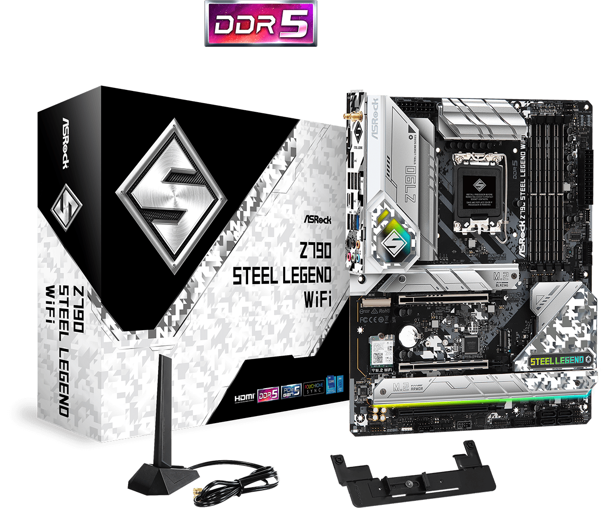 Дънна платка AsRock Z790 Steel Legend Wi-Fi 6E, LGA1700, DDR5, PCIe 5.0