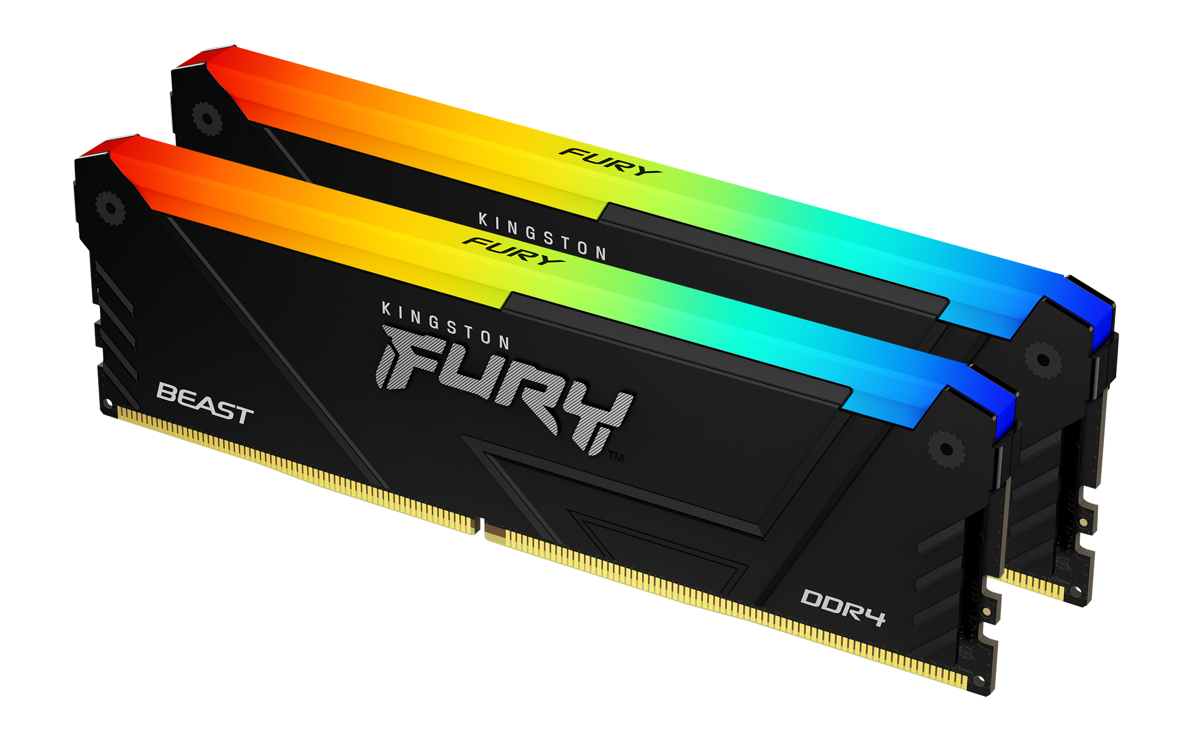 RAM памет Kingston 32GB(2x16GB) DDR4 3200MHz CL16 1Rx8 FURY Beast Black RGB - KF432C16BB2AK2/32