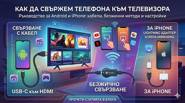 Мога ли да включа телефона към телевизора?