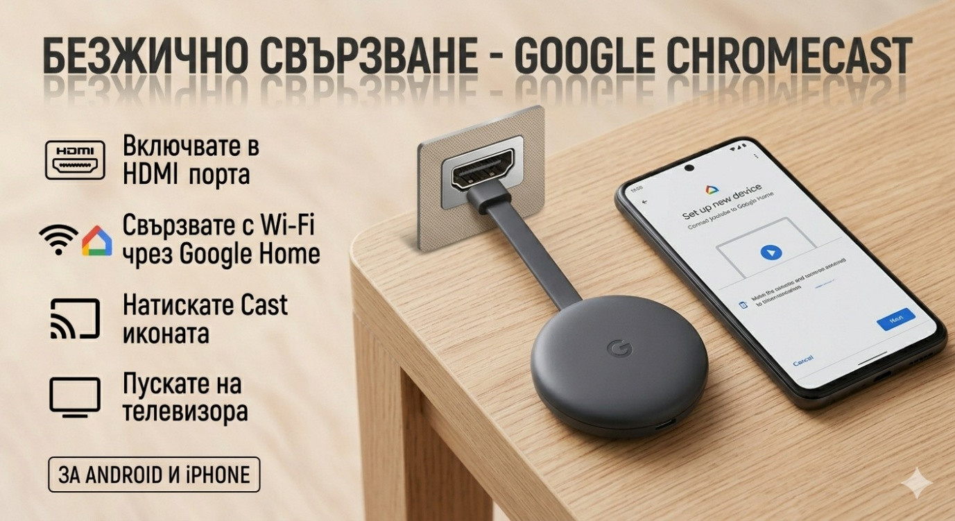Безжично свързване — Google Chromecast