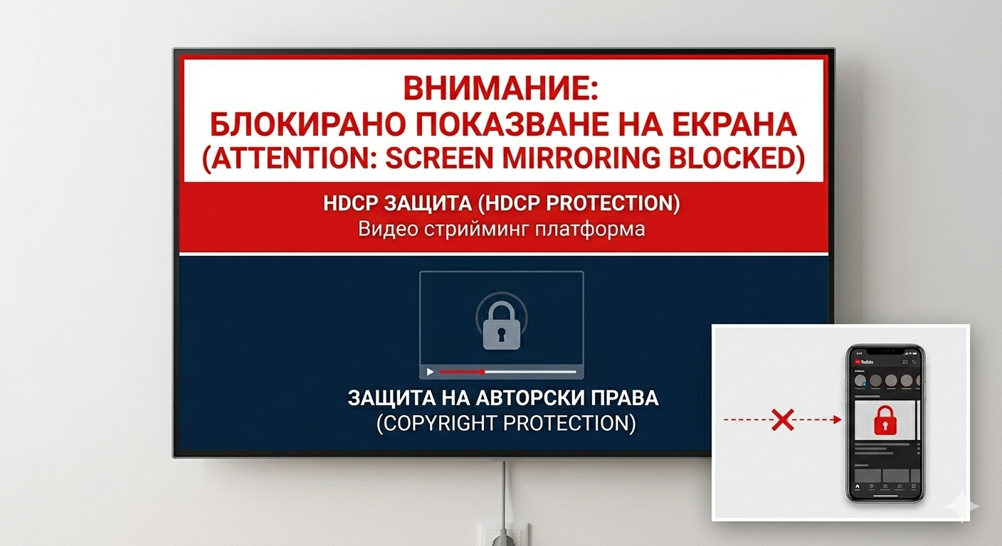 Внимание: Някои приложения блокират показването на екрана