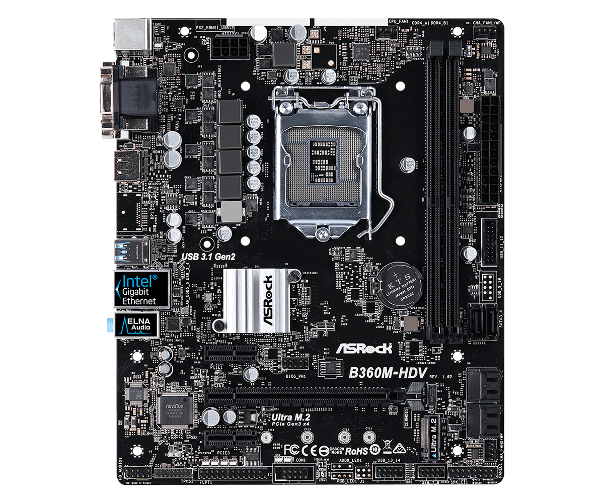 Дънна платка Asrock B360M-HDV