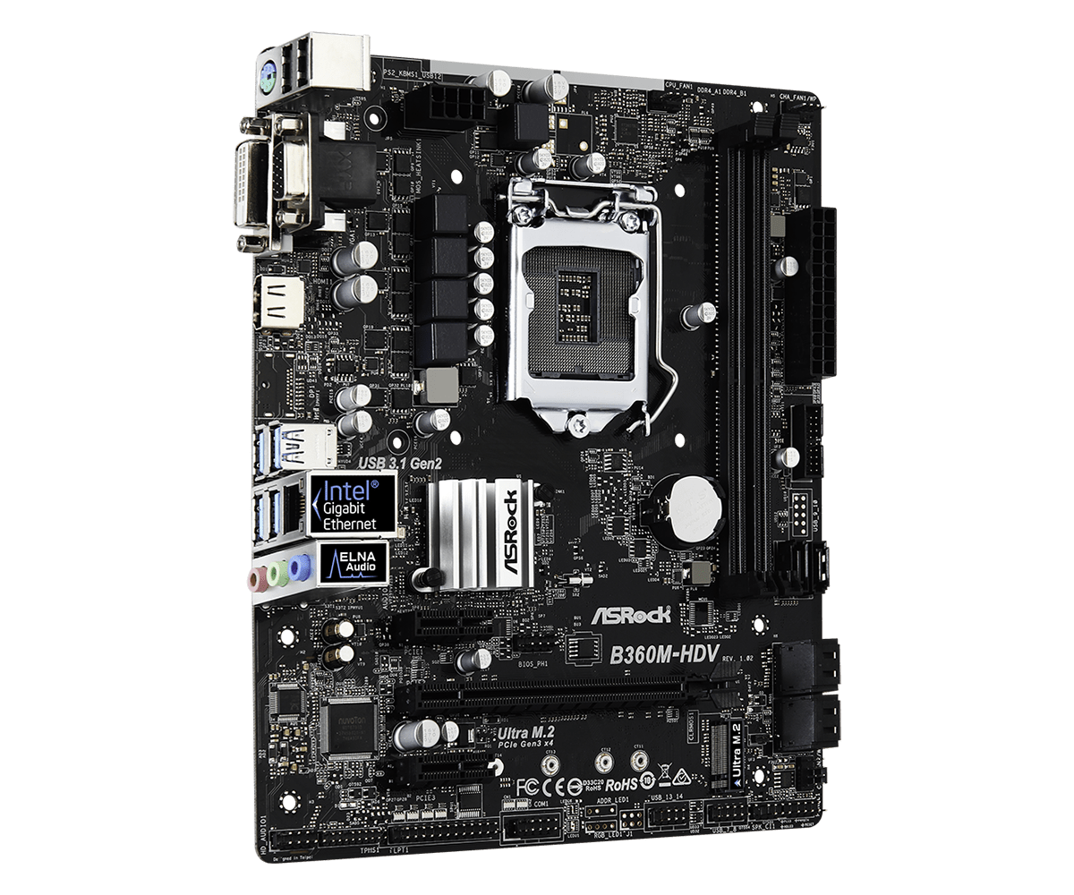 Дънна платка Asrock B360M-HDV