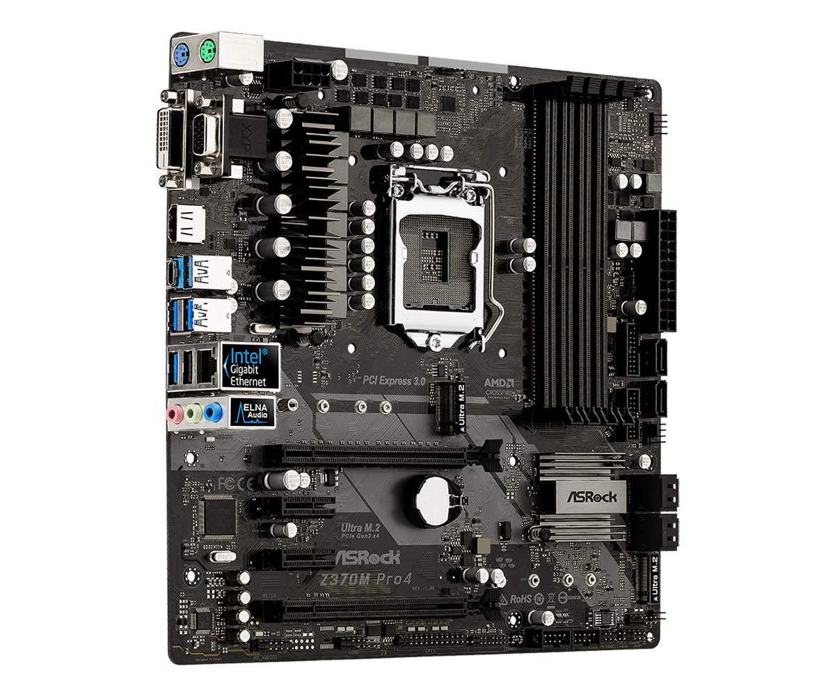 Дънна платка Asrock Z370M PRO4, сокет LGA1151 Coffee Lake