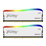 RAM памет Kingston 16GB(2x8GB) DDR4 PC4-25600 3200MHz CL16 FURY Beast White RGB - KF432C16BWAK2/16