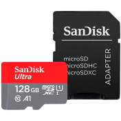 SD карта SanDisk 128GB + SD Adapter Ultra microSDXC 140MB/s  A1 Class 10 UHS-I - SDSQUAB-128G-GN6MA