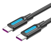 Кабел Vention USB 2.0 Type-C to Type-C - 1M Black 5A Fast Charge - COTBF