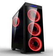 Кутия за компютър Makki Case ATX Gaming - MAKKI-8872-RED - 4x120mm RED double ring fans