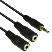 Кабел Vcom 3.5mm Stereo M / 2x 3.5mm Stereo F - CV203-0.2m