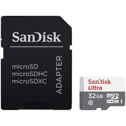 Карта памет SanDisk 32GB Ultra Light microSDHC + SD Adapter 100MB/s - SDSQUNR-032G-GN3MA