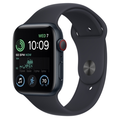 Смарт часовник Apple Watch SE2 GPS + Cellular 44mm Midnight Aluminium Case with Midnight Sport Band - Regular - MNPY3BS/A