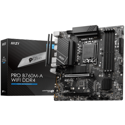 Дънна платка MSI PRO B760M-A WIFI DDR4, mATX, LGA1700, DDR4, 2x M.2 slots