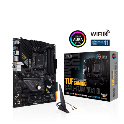 Дънна платка Asus TUF GAMING B550-PLUS WIFI II AM4, 4xDDR4, Aura Sync, PCIe 4.0 
