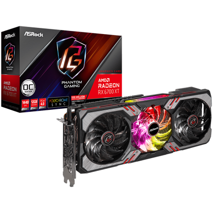 Видео карта Asrock AMD Radeon RX6700XT Phantom Gaming D 12GB OC, GDDR6 192-bit - RX6700XT PGD 12GO