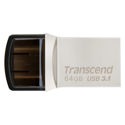 Флаш памет Transcend 64GB JETFLASH 890S, USB 3.1 Type C, Silver Plating