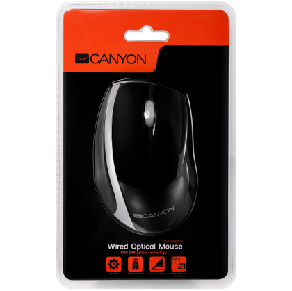 Input Devices - Mouse Box CANYON CNR-MSO01N (Cable, Optical 800dpi,3 btn,USB), Black/Silver