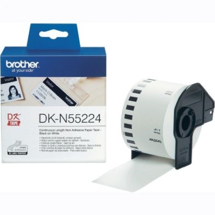 Brother DK-N55224 Roll White Continuous Length Non-Adhesive Paper Tape 54mmx30.48M (Black on White)