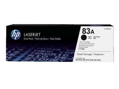 HP 83A 2-pack Black Original LaserJet Toner Cartridge (CF283AD)