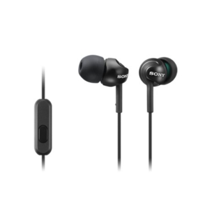 Слушалки Sony MDR-EX110AP черни с вграден микрофон