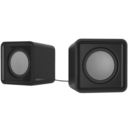 Speedlink TWOXO Stereo Speakers, 5W RMS (2 × 2,5W), 50 Hz – 20 kHz, USB-powered stereo speakers for any device with a 3.5mm audio output, black