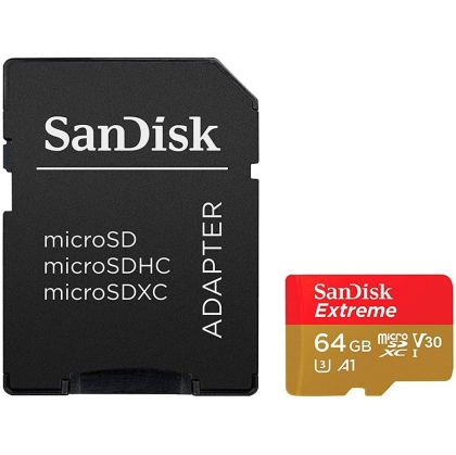 Карта памет Sandisk Extreme microSDXC 64GB for Action Cams and Drones + SD Adapter 160MB/s
