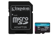 Карта памет Kingston 128GB Canvas Go! Plus, UHS-I, Class 10, U3, V30, A2, Адаптер - SDCG3/128GB