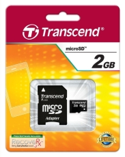 SD карта Transcend 2GB microSD с адаптер - TS2GUSD