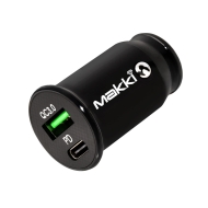 Зарядно за кола Makki Fast Charger Car - Type-C + USB QC3.0  20W - MAKKI-CC20W02-BK