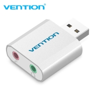 Външна звукова карта Vention USB за Headphones, Mic, Silver - VAB-S13