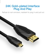 Кабел Vention Micro HDMI2.0 Cable 1.5M Black - VAA-D03-B150